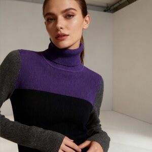 Ralph Lauren Purple and Gray vintage Turtleneck Sweater